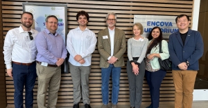 From left are App State representatives at the 2025 Appalachian Research in Business Symposium: Tyler Johnson, Kevin Eller, Hunter Bass, Brian Hasson, Tanga Mohr, Lubna Nafees, and Jason Xiong.