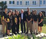 Dennis Crosby, center, with Marlett, left, and Appalachian RMI students in Bermuda